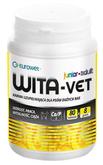 Wita-Vet Complex 8g - preparat mineralno-witaminowy dla suk i szczeniąt ras dużych 80tabl Wita-Vet Complex 8g - preparat mineralno-witaminowy dla suk i szczeniąt ras dużych 80tabl