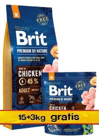 Brit Premium By Nature Adult M Medium 18kg (15+3kg gratis) Brit Premium By Nature Adult M Medium 18kg (15+3kg gratis)