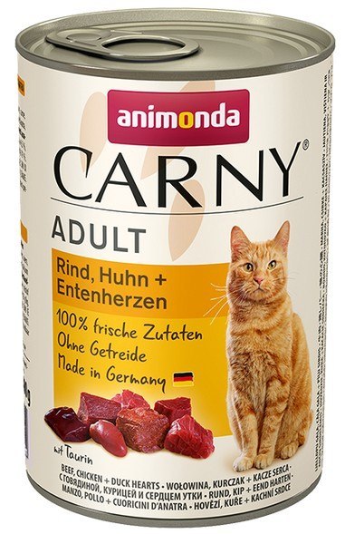 Animonda Carny Adult Wołowina, Kurczak + Kacze serca puszka 400g Animonda Carny Adult Wołowina, Kurczak + Kacze serca puszka 400g