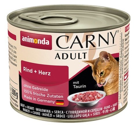 Animonda Carny Adult Wołowina + Serca puszka 200g Animonda Carny Adult Wołowina + Serca puszka 200g