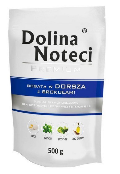 Dolina Noteci Premium Pies Dorsz z brokułami saszetka 500g Dolina Noteci Premium Pies Dorsz z brokułami saszetka 500g