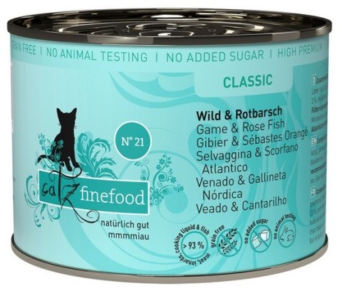 Catz Finefood Classic N.21 Dziczyzna i Karmazyn puszka 200g Catz Finefood Classic N.21 Dziczyzna i Karmazyn puszka 200g