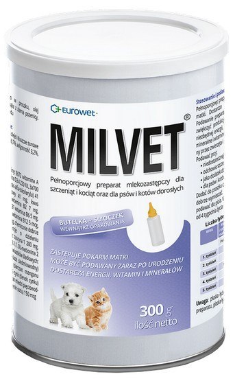 Milvet Preparat mlekozastępczy dla szczeniąt i kociąt 300g Milvet Preparat mlekozastępczy dla szczeniąt i kociąt 300g