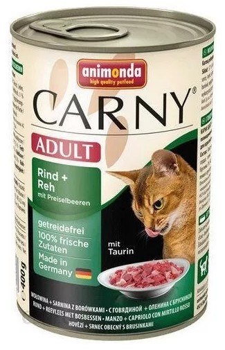 Animonda Carny Adult Wołowina, Sarnina + Borówka puszka 400g Animonda Carny Adult Wołowina, Sarnina + Borówka puszka 400g