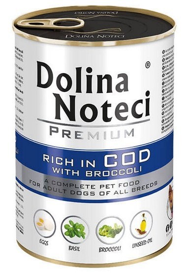 Dolina Noteci Premium Pies Dorsz i brokuły puszka 400g Dolina Noteci Premium Pies Dorsz i brokuły puszka 400g