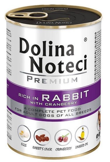 Dolina Noteci Premium Pies Królik i żurawina puszka 400g Dolina Noteci Premium Pies Królik i żurawina puszka 400g