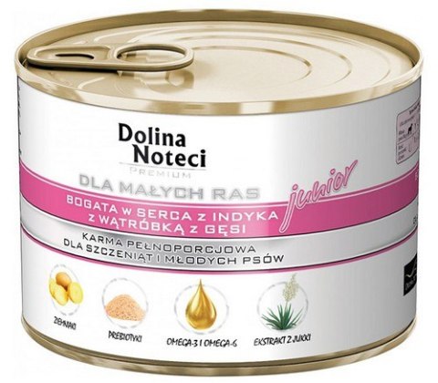 Dolina Noteci Premium Pies Mały Junior serca indyka i wątróbka z gęsi 185g Dolina Noteci Premium Pies Mały Junior serca indyka i wątróbka z gęsi 185g