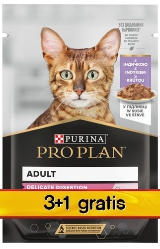 Purina Pro Plan Cat Delicate indyk saszetka 4x85g 3+1 gratis Purina Pro Plan Cat Delicate indyk saszetka 4x85g 3+1 gratis