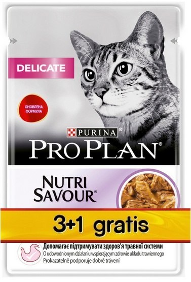 Purina Pro Plan Cat Delicate indyk saszetka 4x85g 3+1 gratis Purina Pro Plan Cat Delicate indyk saszetka 4x85g 3+1 gratis