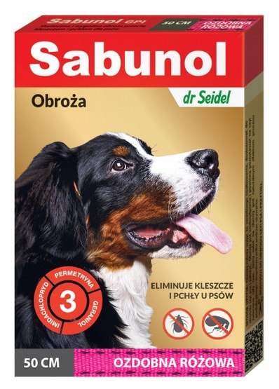 Sabunol GPI Obroża przeciw pchłom dla psa ozdobna różowa 50cm Sabunol GPI Obroża przeciw pchłom dla psa ozdobna różowa 50cm