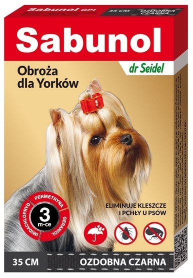 Sabunol GPI Obroża przeciw pchłom dla yorka ozdobna czarna 35cm Sabunol GPI Obroża przeciw pchłom dla yorka ozdobna czarna 35cm