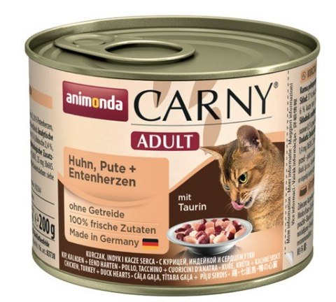 Animonda Carny Adult Kurczak, Indyk + Kacze serca puszka 200g Animonda Carny Adult Kurczak, Indyk + Kacze serca puszka 200g