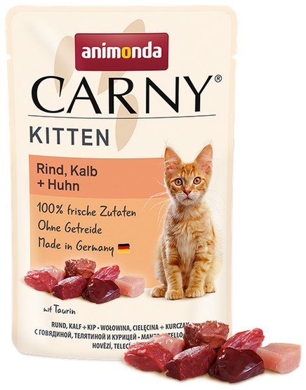 Animonda Carny Kitten Wołowina, Cielęcina + Kurczak saszetka 85g Animonda Carny Kitten Wołowina, Cielęcina + Kurczak saszetka 85g