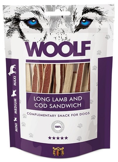 Woolf Soft Lamb & COD Sandwich Long 100g Woolf Soft Lamb & COD Sandwich Long 100g