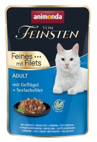 Animonda vom Feinsten Cat Adult Drób + filet z mintaja saszetka 85g Animonda vom Feinsten Cat Adult Drób + filet z mintaja saszetka 85g