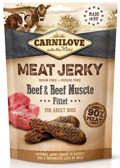 Carnilove Dog Jerky Beef & Beef Fillet - wołowina i filet wołowy 100g Carnilove Dog Jerky Beef & Beef Fillet - wołowina i filet wołowy 100g