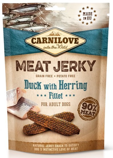 Carnilove Dog Jerky Duck & Herring Fillet - kaczka i filet ze śledzia 100g Carnilove Dog Jerky Duck & Herring Fillet - kaczka i filet ze śledzia 100g