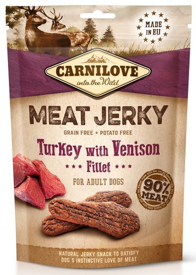 Carnilove Dog Jerky Turkey & Venison Fillet - indyk i filet z dziczyzny 100g Carnilove Dog Jerky Turkey & Venison Fillet - indyk i filet z dziczyzny 100g