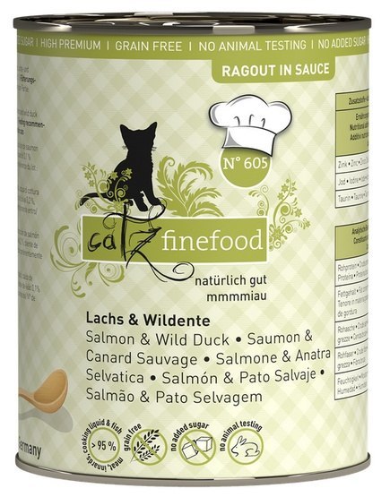 Catz Finefood Ragout N.605 Łosoś i Dzika Kaczka puszka 380g Catz Finefood Ragout N.605 Łosoś i Dzika Kaczka puszka 380g