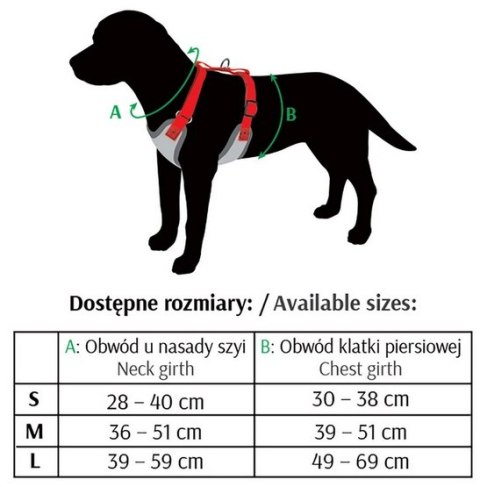 Dingo Szelki bezuciskowe z dwupaskową regulacją M czerwone Dingo Szelki bezuciskowe z dwupaskową regulacją M czerwone