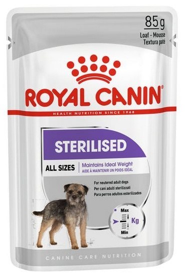 Royal Canin Sterilised karma mokra dla psów dorosłych, wszystkich ras po sterylizacji, pasztet saszetka 85g Royal Canin Sterilised karma mokra dla psów dorosłych, wszystkich ras po sterylizacji, pasztet saszetka 85g