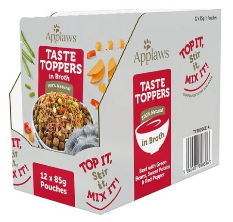 Applaws Taste Toppers Saszetka dla psa - wołowina, zielony groszek, bataty i czerwona papryka w sosie 85g Applaws Taste Toppers Saszetka dla psa - wołowina, zielony groszek, bataty i czerwona papryka w sosie 85g