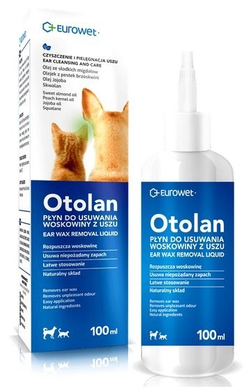 Otolan Płyn do usuwania woskowiny z uszu dla psów i kotów 100ml Otolan Płyn do usuwania woskowiny z uszu dla psów i kotów 100ml