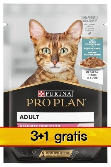 Purina Pro Plan Cat Delicate ryba oceaniczna saszetka 4x85g 3+1 gratis Purina Pro Plan Cat Delicate ryba oceaniczna saszetka 4x85g 3+1 gratis