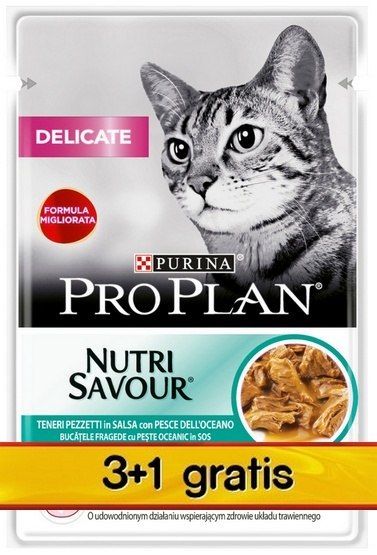 Purina Pro Plan Cat Delicate ryba oceaniczna saszetka 4x85g 3+1 gratis Purina Pro Plan Cat Delicate ryba oceaniczna saszetka 4x85g 3+1 gratis