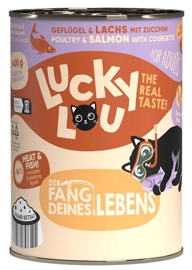 Lucky Lou Lifestage Adult Drób i łosoś puszka 400g Lucky Lou Lifestage Adult Drób i łosoś puszka 400g