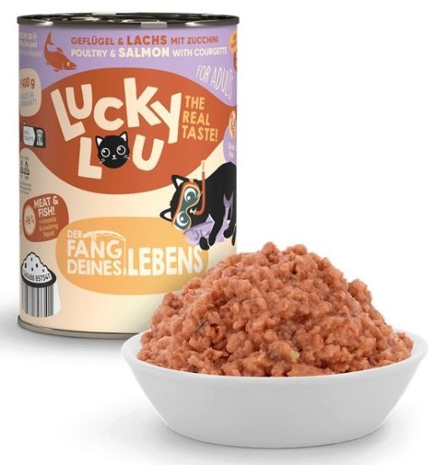 Lucky Lou Lifestage Adult Drób i łosoś puszka 400g Lucky Lou Lifestage Adult Drób i łosoś puszka 400g
