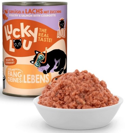 Lucky Lou Lifestage Adult Drób i łosoś puszka 400g Lucky Lou Lifestage Adult Drób i łosoś puszka 400g