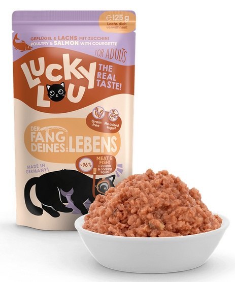 Lucky Lou Lifestage Adult Drób i łosoś saszetka 125g Lucky Lou Lifestage Adult Drób i łosoś saszetka 125g