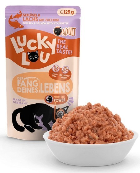 Lucky Lou Lifestage Adult Drób i łosoś saszetka 125g Lucky Lou Lifestage Adult Drób i łosoś saszetka 125g