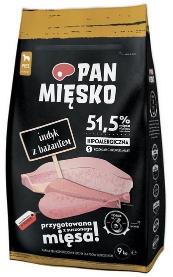 Pan Mięsko Karma sucha dla psa - indyk i bażant chrupki S 9kg Pan Mięsko Karma sucha dla psa - indyk i bażant chrupki S 9kg