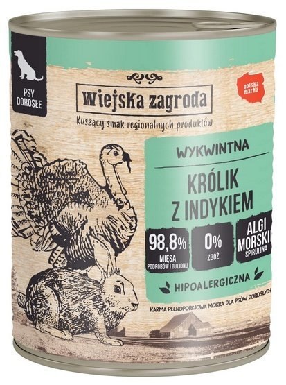 Wiejska Zagroda Królik z indykiem puszka 800g Wiejska Zagroda Królik z indykiem puszka 800g