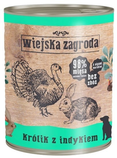 Wiejska Zagroda Królik z indykiem puszka 800g Wiejska Zagroda Królik z indykiem puszka 800g