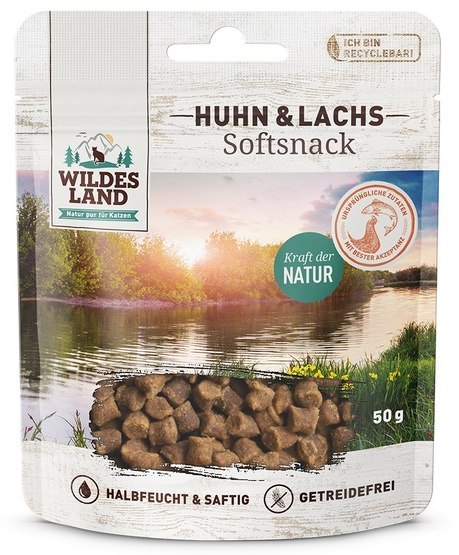 Wildes Land Cat Softsnack Huhn & Lachs 50g Wildes Land Cat Softsnack Huhn & Lachs 50g