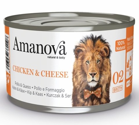 Amanova Kot Chicken & Cheese w bulionie puszka 70g Amanova Kot Chicken & Cheese w bulionie puszka 70g