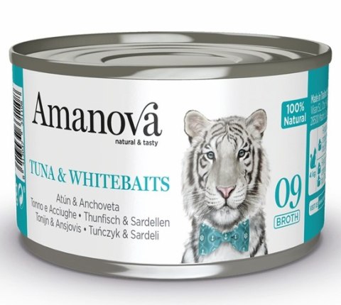 Amanova Kot Tuna & Whitebaits w bulionie puszka 70g Amanova Kot Tuna & Whitebaits w bulionie puszka 70g