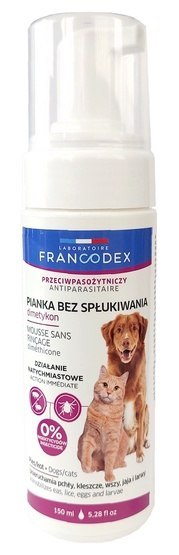 Francodex Pianka bez spłukiwania z dimetykonem dla psa i kota 150ml Francodex Pianka bez spłukiwania z dimetykonem dla psa i kota 150ml