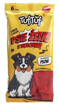 TUF TUF Psie Żelki - Paski z wołowiną 6szt TUF TUF Psie Żelki - Paski z wołowiną 6szt