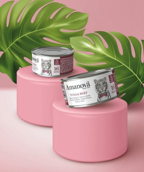 Amanova Kot Tuna & Beef w bulionie puszka 70g
