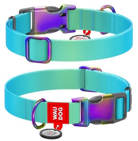 Collar WauDog Recycled Obroża nylonowa z QR-paszportem, gradient M 20mm x 28-40cm niebieski