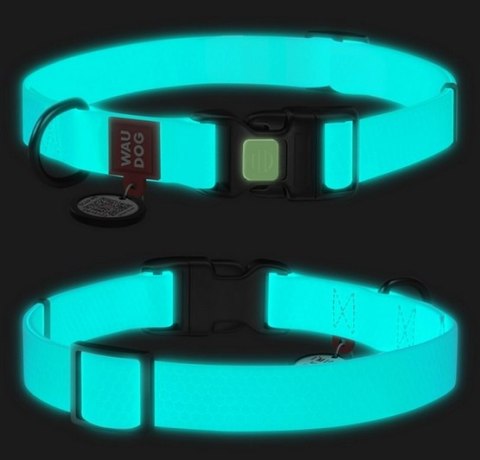 Collar WauDog Waterproof Obroża wodoodporna z QR-paszportem, akumulująca światło, plastikowy fastex, 25mm/34-49cm Collar WauDog Waterproof Obroża wodoodporna z QR-paszportem, akumulująca światło, plastikowy fastex, 25mm/34-49cm
