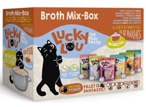 Lucky Lou Extrafood Broth-Mix-Box Multipack w bulionie saszetki 12x70g Lucky Lou Extrafood Broth-Mix-Box Multipack w bulionie saszetki 12x70g